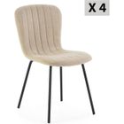 VS VENTA-STOCK Pack 4 chaises Lucky recouvertes de tissu beige