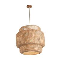 Suspension simple éclairage de plafond café Style rustique E27 couloir tissage lampe abat-jour lustre pour ferme maison Beige