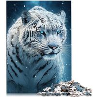 Adultes Puzzles Cadeaux Tigre Blanc majestueux Puzzle 1000 pièces pour 12 Ans et Plus Puzzles en Bois Cadeau d'anniversaire de Noël 