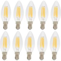 Lot de 10 Ampoules LED Filament E14 4W C35 Vintage Edison Ampoule - Blanc Chaud 2700K - AC220V - Dimension: 35x96mm