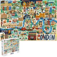 Puzzle de Londres illustré bopster 1000 pièces - Carton recyclé - Adultes et enfants - 70 x 50 cm