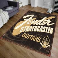 MBg-1552 Guitare Rock Fender moderne imprimée en flanelle tapis de sol pour salon chambre à coucher décora Taille:150x200cm