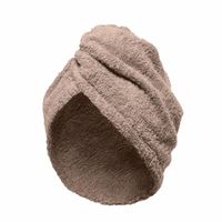 Serviette de tête en coton éponge avec fermeture élastique - LINANDELLE - Taupe
