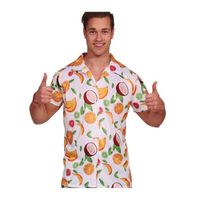 Chemise Hawaiian Fruit pour homme - Multicolore - Manches courtes - Blanc