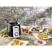 Mini Friteuse Rosenstein & Söhne 0,9L 2en1 Avec Service à Fondue - Compacte Idéale Petite Cuisine