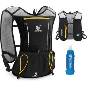 Gilet D'hydratation Ultra-léger 180 G Avec Poche à Eau 1,5 L + Gourde Souple 500 ML – Respirant, Réfléchissant, Réglable 4 Points – Pour Trail, Marathon, Randonnée, Vélo Et Moto