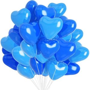 Ballon En Forme De Coeur Bleu Avec La Ficelle De Ondulation Noire