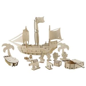 /à partir de 3 ans d/âge avec drapeau voiles et canons pirates aux couleurs vives small foot 10469 Bateau pirate Jack en bois