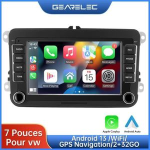 AUTORADIO GEARELEC Autoradio 7 Pouces pour VW Android 13 avec CarPlay Android Auto GPS Navigation WiFi Bluetooth RDS