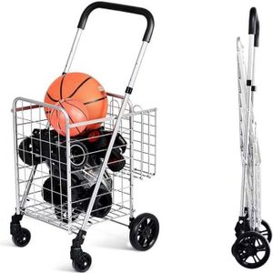 CHARIOT DE MARCHÉ GIANTEX Chariot de Courses Pliable à Roulettes 58L