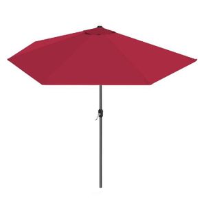 PARASOL Demi-parasol de jardin coloris rose, parasol de balcon avec manivelle - Diamètre 270 x Profondeur 135 x Hauteur 230 cm