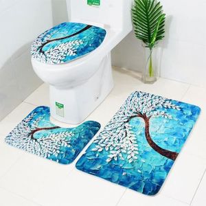 TAPIS DE BAIN  Haoyun-3pcs tapis wc toilette Tapis de bain antide