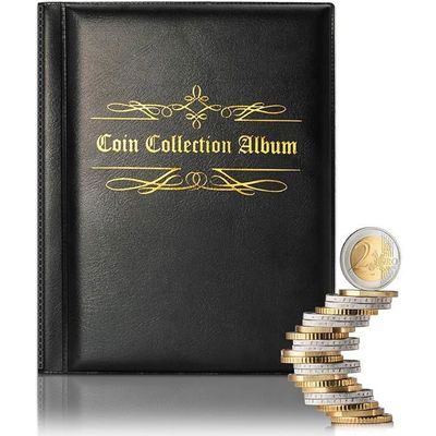 Album De Collection De Pièces De Monnaie 300 Pochettes - Album Euro Transparent Pour Collectionneurs - Noir