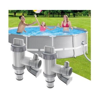 Robinet de Piscine Plus 2 en 1 - Valve à Piston - Pièces de Rechange - Accessoires pour Intex/Bestway/Coleman - Robinet d'Arrêt Hors Sol (×2