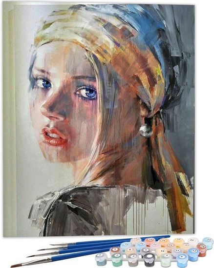 Kit Peinture Par Numéros Adulte 50x70 Cm - Toile, Pinceaux, Peintures Acryliques - DIY Déco Maison - Sans Cadre (Modèle Noble Ethnique)