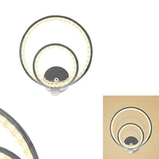 Applique Murale Interieur LED, Lampe Moderne Murale Design Luminaire Cristal en Métal Rond Éclairage Blanc Chaud pour Chambre