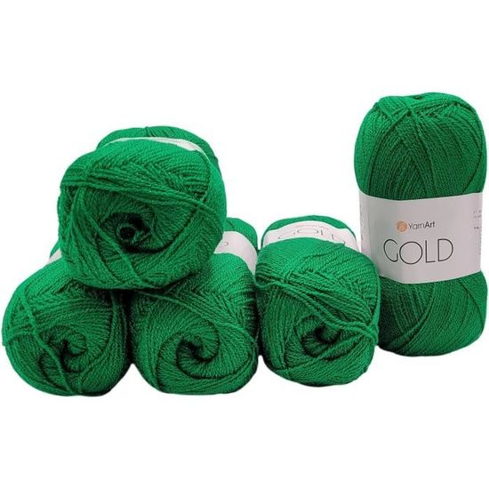 Lot De 5 Pelotes Laine Mérinos 50% - Vert Sapin - Aiguille 3.5 - Fabriqué En France