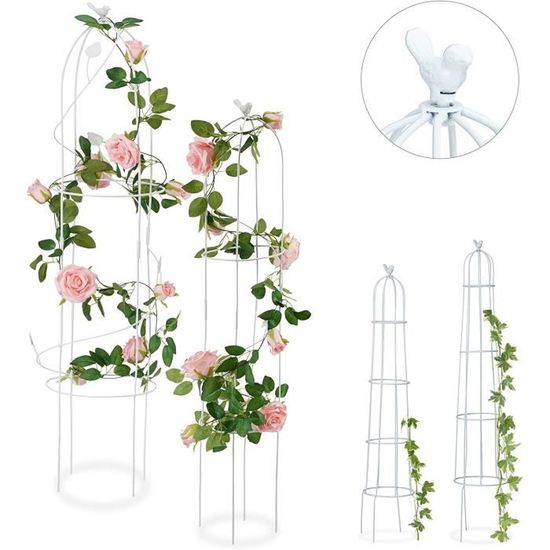 Arche De Jardin En Métal Pour Plantes Grimpantes - Demi-Arche Blanche, Revêtement Poudre - Tailles 0.6m à 2.4m De Large