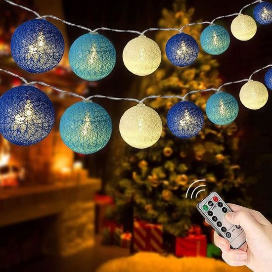 Achat Minuit Télécommandée Guirlande lumineuse boules coton LED USB - 24  boules en gros