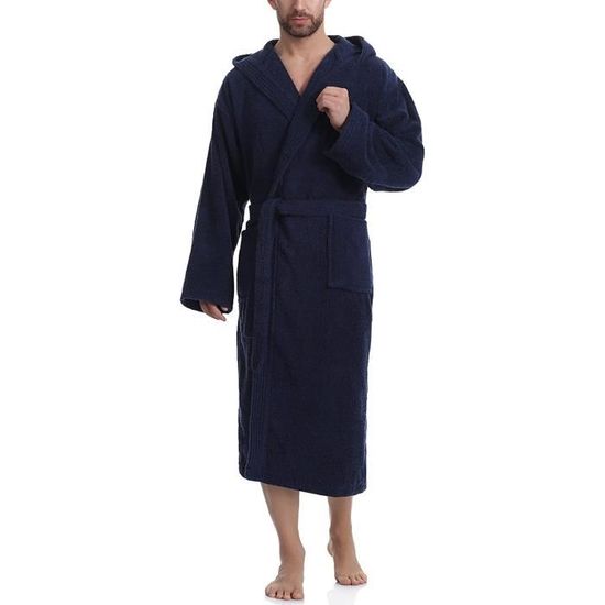 Peignoir éponge Ladeheid 100% Coton Homme - Capuche, Poches, Ultra Absorbant
