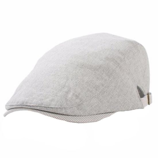 Casquette Plate Homme En Lin - Visière étroite, Doublure Coton, Bandeau éponge, Style Golf Décontracté