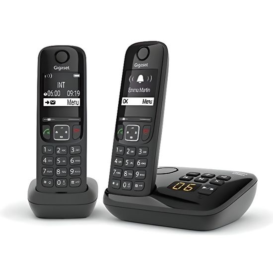 Gigaset As690a Duo Telephone Fixe Sans Fil Avec Repondeur 2 Combines Noir Cdiscount Telephonie