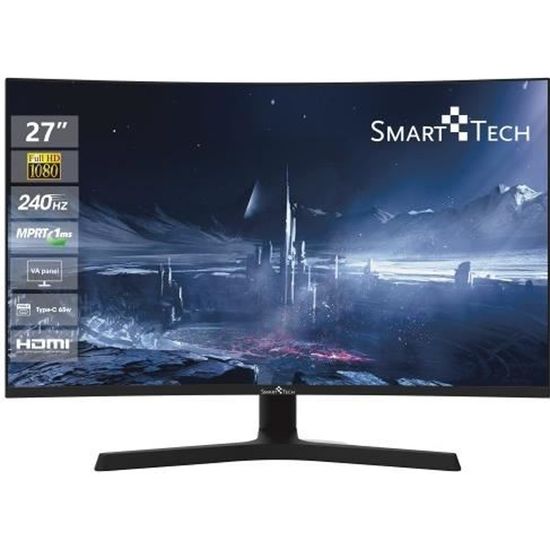 Smart Tech Ecran PC 27" (66 cm) Gaming 270G01FVC incurvé 1500 R, Dalle VA, Résolution FHD: 1920 * 1080, 240Hz, 1ms, HDMI 2.1, USB