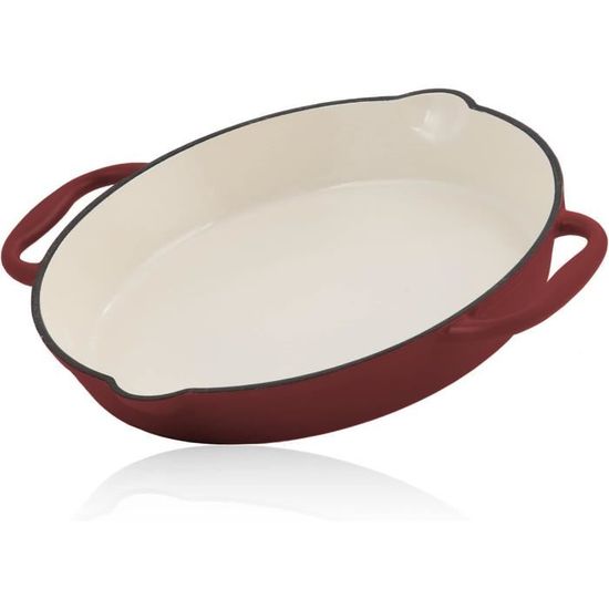 Poêle à Paella Fonte émaillée Mahlzeit - 35cm, 3.9kg - Compatible Induction, Four - Dark Cherry