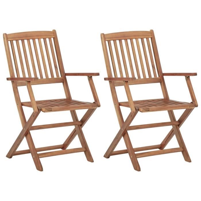 YUY Chaises pliables d'extérieur 2 pcs Bois d'acacia solide #5