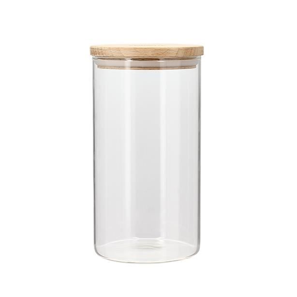 BOÎTE HERMÉTIQUE RONDE 1L00 VERRE BOROSILICATE COUVERCLE BOIS