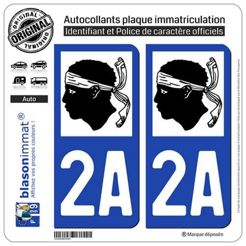 2 Autocollants plaque immatriculation Auto 2A Corse - LogoType