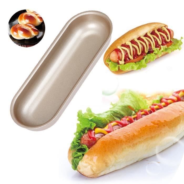 HT Hot-Dog Bun Pan Hotdog Pain Moule Non Bâton Bakeware 7 Pouce Ovale Gâteau Moule - HTPRM824A1799
