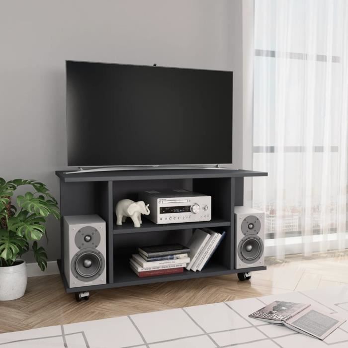 Luxueux Magnifique-meuble TV moderne - MEUBLE HI-FI Table de Salon avec roulettes Gris 80 x 40 x 40 cm Aggloméré