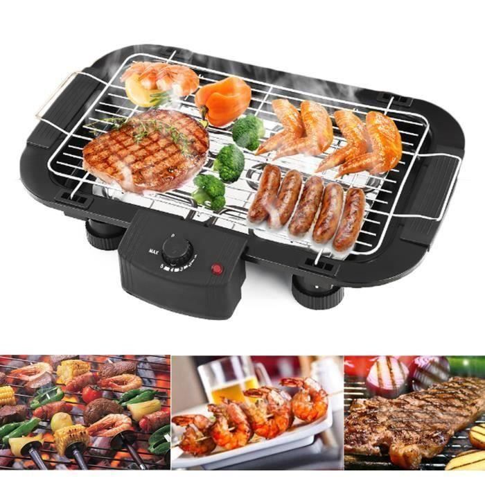 2000W Barbecue électrique de Table Cuisson Grille Sans Fumée 48x29.5cm Party Fête