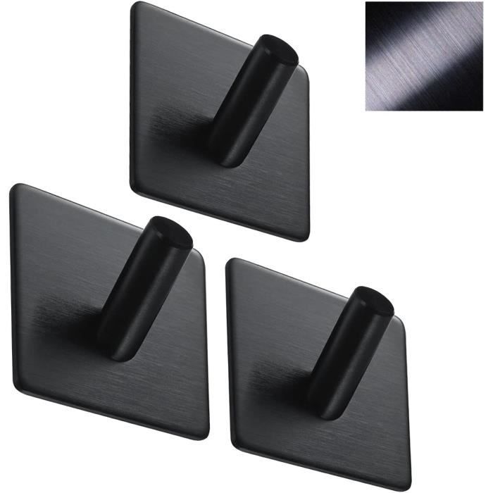 Crochet Adhésif Adhésif Puissant Acier Inoxydable Aucune Trace Noir (1-Crochet x 3 Pièces)