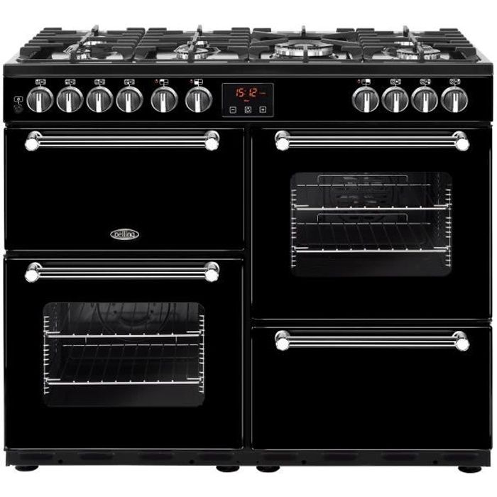 BELLING - PKENS100DFBLK - Piano de cuisson gaz 100cm - 7 foyers - 6.9kw - Fours électriques - Classe A - 100x60x90cm - Noir