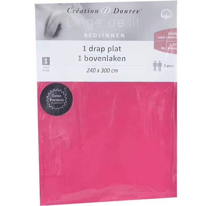 Drap plat uni 2 personnes -Honeysuckle- - 100% COTON - 240x300cm