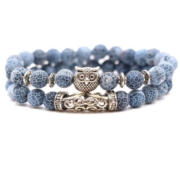 FONMOR Coffret Cadeau Bracelet Homme Femme Ensemble Couples Distance Bracelet Classique En Pierre Naturelle Perlée AA+117