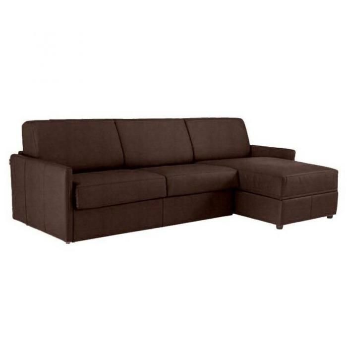 Canapé d'angle SUN convertible RAPIDO 140cm microfibre marron matelas épaisseur 16cm marron microfibre Inside75