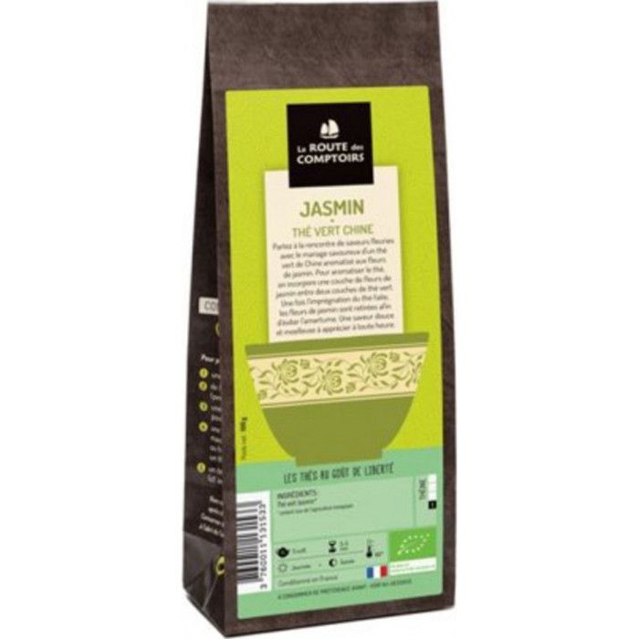 Thé Vert Jasmin Bio - La Route des Comptoirs - La Route des Comptoirs - Sachet de 100g
