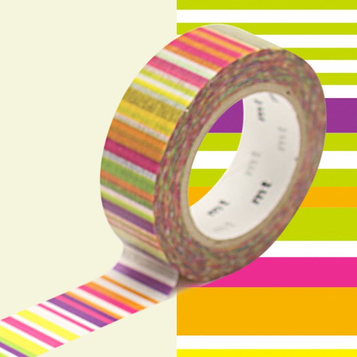 Masking Tape MT multi lignes vives - multi border vivid - Masking Tape (MT) Multicolore - Assort.
