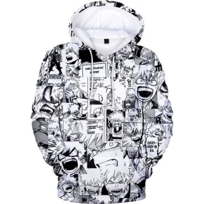 SWEAT-SHIRT Mixte - Sweatshirt à capuche imprimé mode My Hero Academia Adulte - blanc YG™