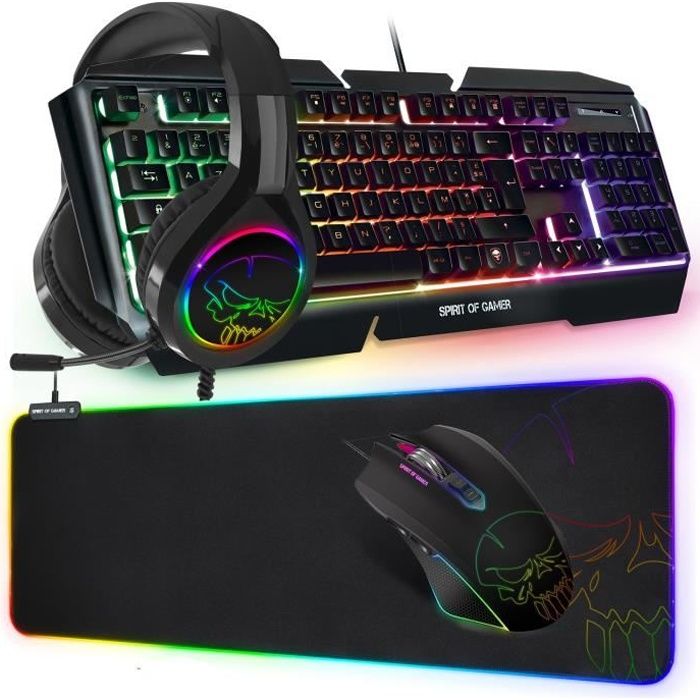 Pack pro gamer FULL RGB Clavier, souris, tapis et casque - Compatible PC / PS4 /Xbox one / Xbox series S | X