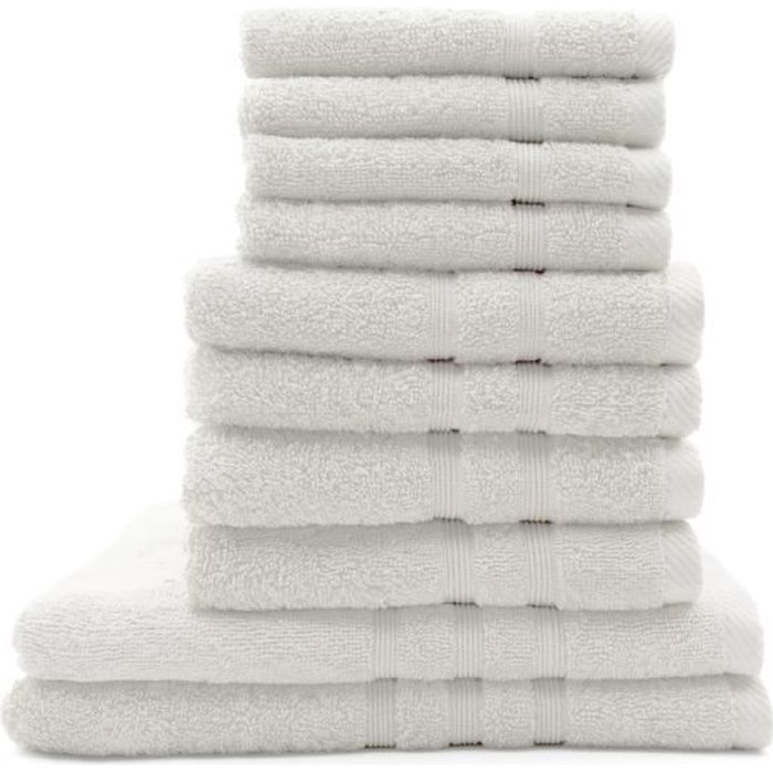 TODAY Lot de 4 Serviettes de bain 30 x 50 cm + 4 Serviettes de bain 50 x 100 cm + 2 Draps de bain 70 x 130 cm Chantilly - 100% coton