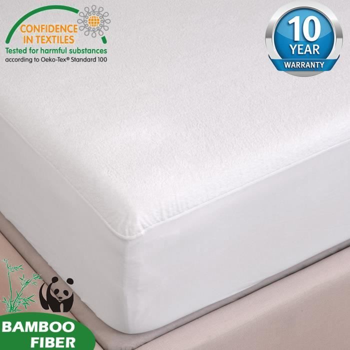 TOFERN Protège Matelas 160 x 190 - 200 Bambou 100% Imperméable Anti-acariens Antibactérien Respirant Forme Drap Housse beige