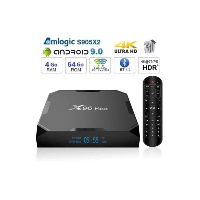 TV Box, 4Go 64Go - ARTIZLEE® Smart Box TV X96 Max Décodeur Multimédia Android 9.0 4GB+64GB WIFI 2.4G/5G S905Wx2 Octa Core Boîtier TV
