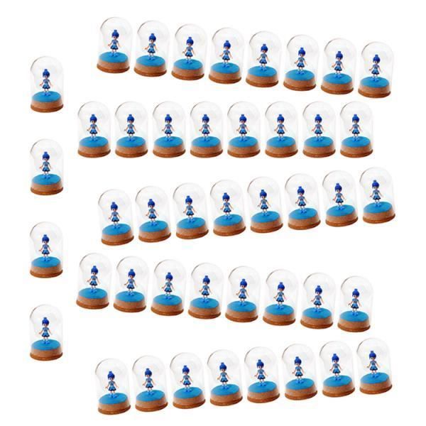 50x Mini-cloche à Dôme En Verre Transparent Avec Base En Liège Décor De Table 10x6.5cm