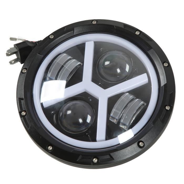 VINGVO Phare LED de moto 7in Moto Phare LED 2000LM IP68 Étanche 10‑60V Blanc Jaune Éclairage Universel pour Auto Moto