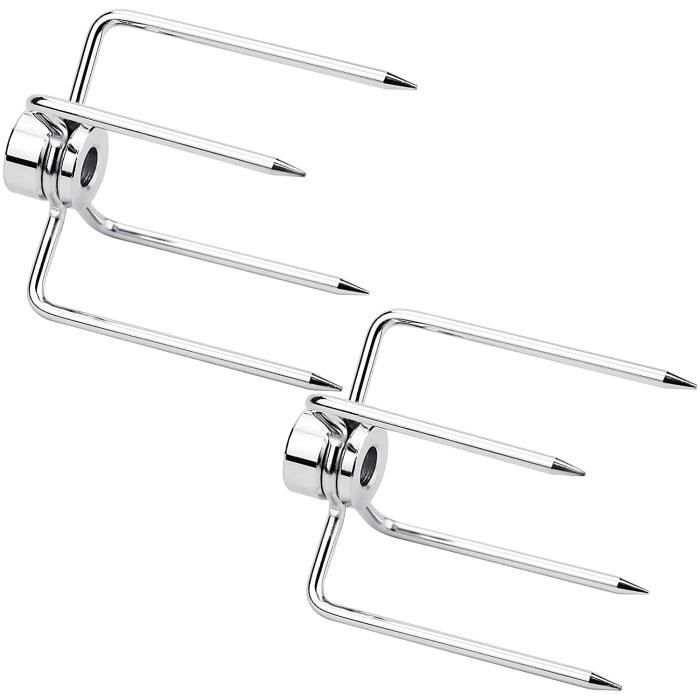 2 PCS Fourchette Tourne Broche Fourchette à Barbecue pour Rôtissoire à Gril Outil pour Barbecue Patio Feu Camping Feu De Camp
