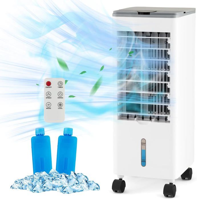 GOPLUS Climatiseur Mobile sans Évacuation 3 Vitesses 2 Blocs de GlaceMinuterie 12H avec Télécommande